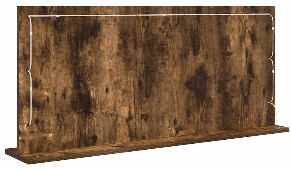 Espelho de Maquilhagem com Luzes LED Carvalho Fumado 100x45x18 cm