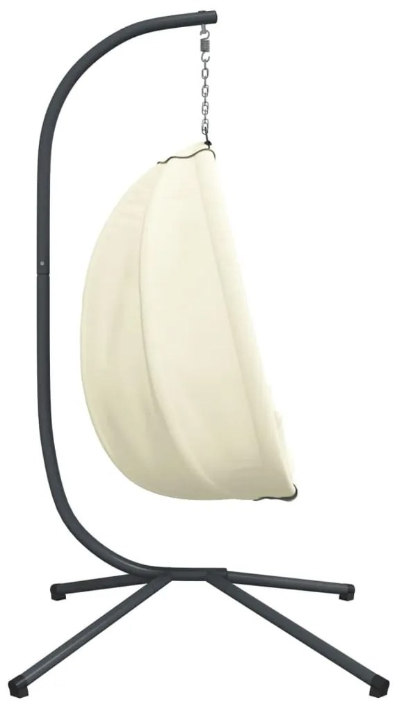 Cadeira em forma de ovo suspensa com suporte tecido/aço bege