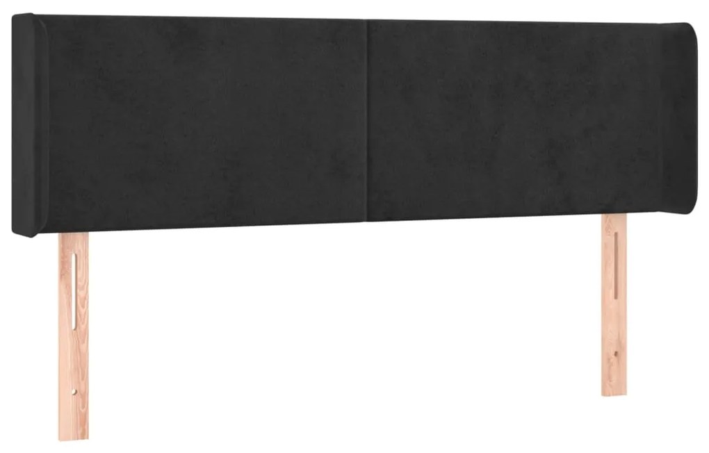 Cabeceira de cama c/ luzes LED veludo 147x16x78/88 cm preto