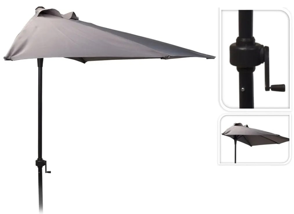 436209 ProGarden Guarda-sol semicircular 250 cm cinzento-claro
