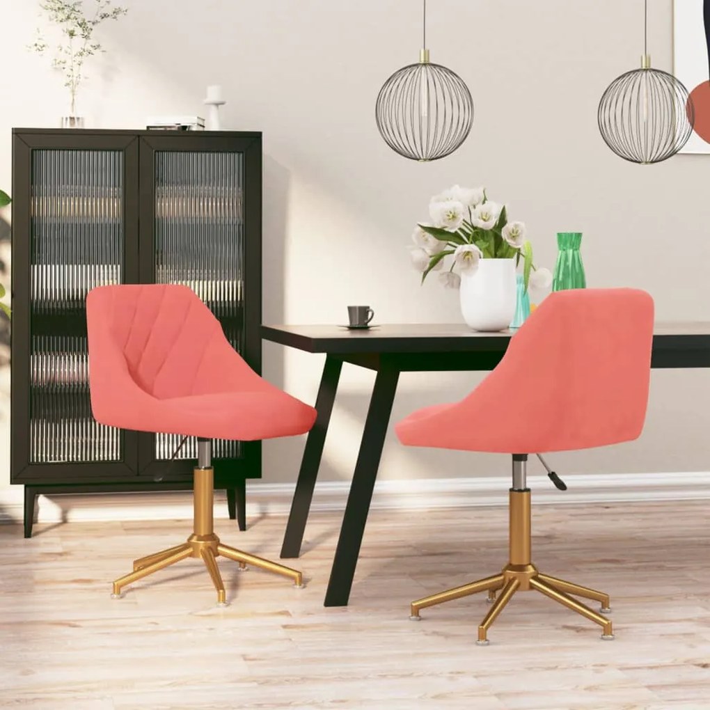 vidaXL Cadeiras de jantar giratórias 2 pcs veludo rosa