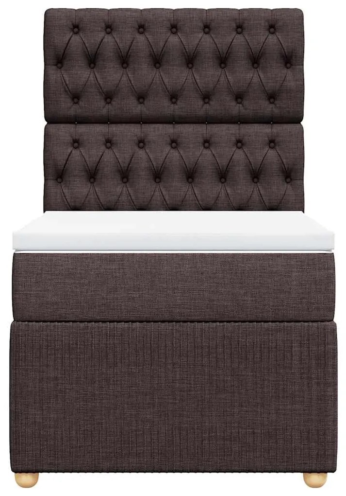 Cama com molas/colchão 100x200 cm tecido castanho-escuro
