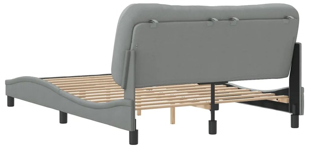 Estrutura de cama sem colchão 140x200 cm tecido cinzento-claro