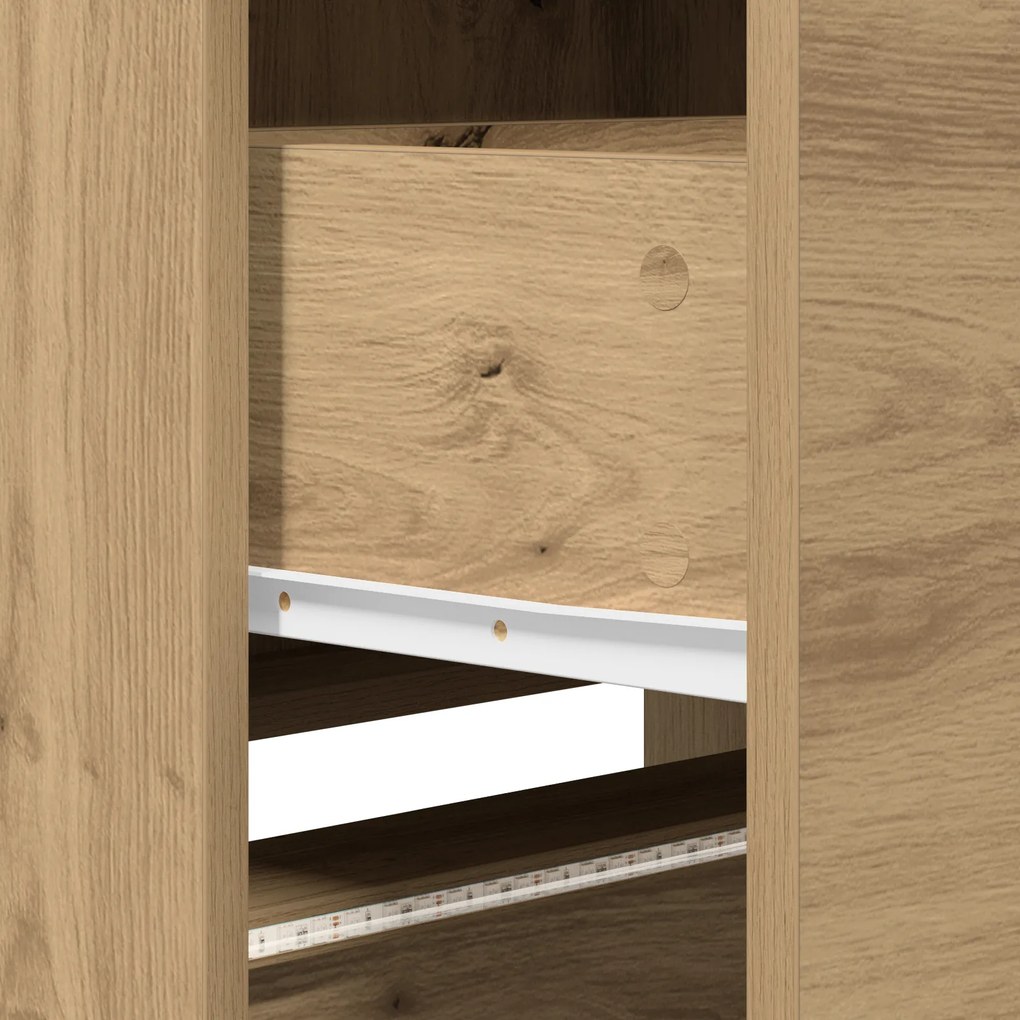 Gabinete de TV com LED Carvalho Artesanal 165x34x40 cm Madeira de Enge