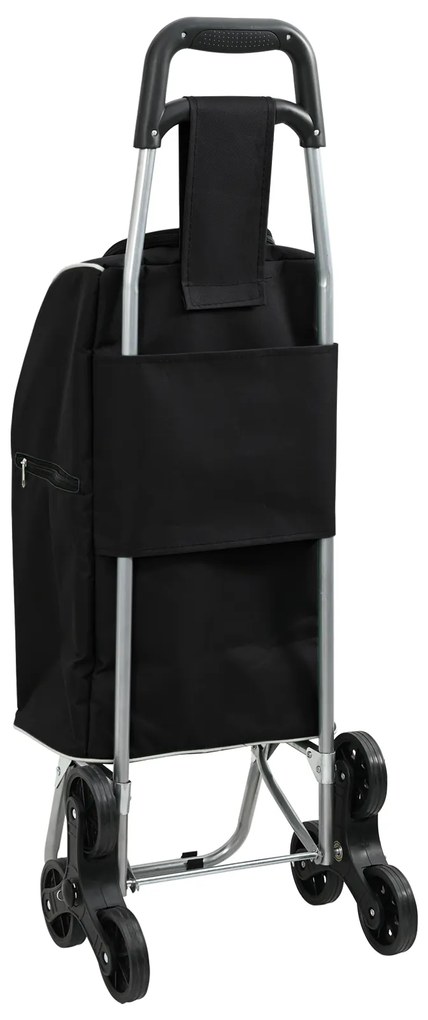 Carrinho de Compras vidaXL com Escada Preto 38 L