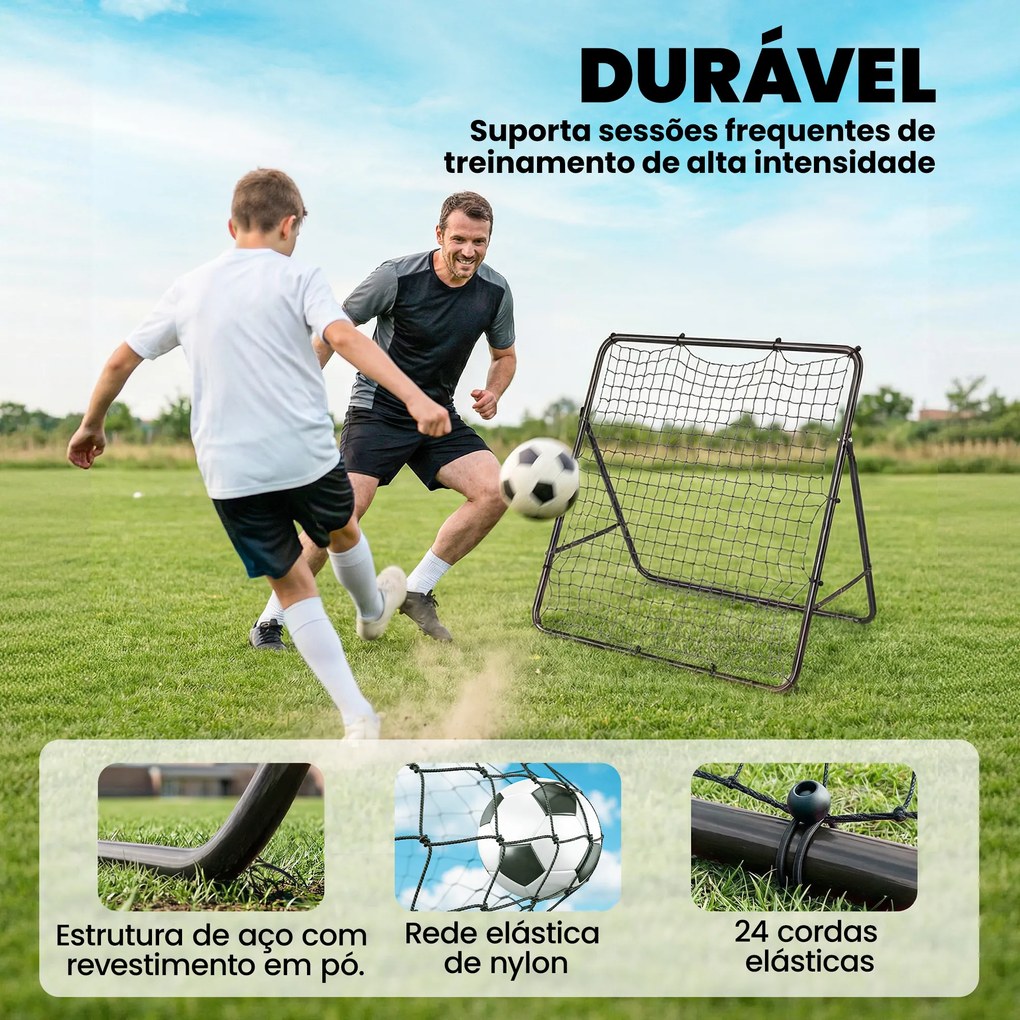 Baliza Dobrável Rede de Treino de Futebol com Ângulo Ajustável em 5 Níveis com Estrutura de Aço 120x73x112 cm Preto