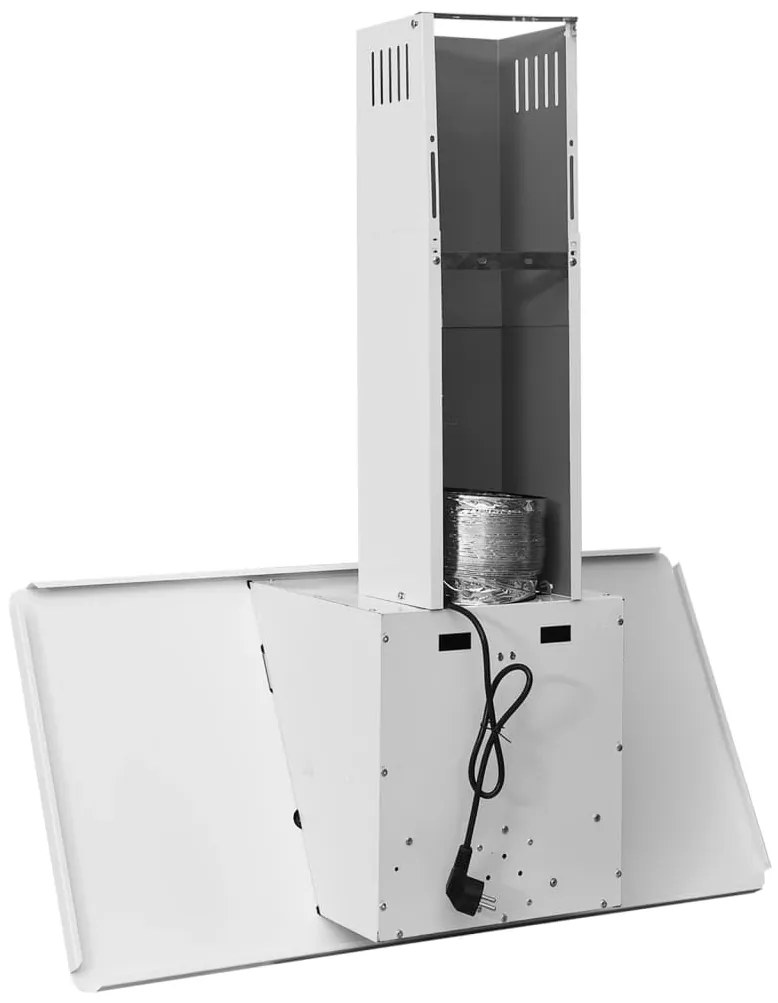 Exaustor de parede 90cm aço inoxidável e vidro temperado branco