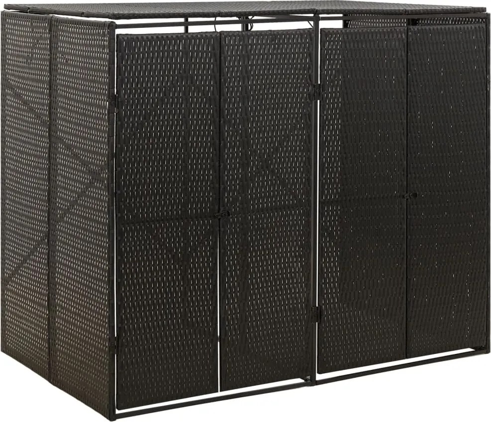 vidaXL Unidade dupla p/ caixotes do lixo 140x80x117 vime PE preto