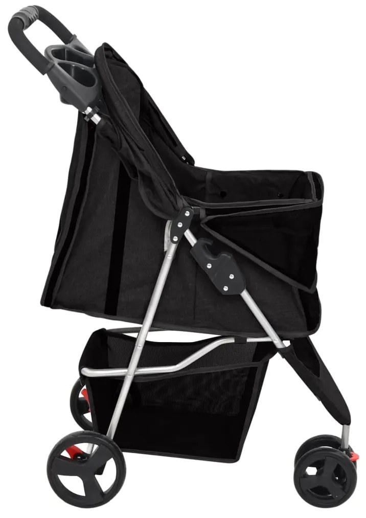 Carrinho dobrável para cães 80x46x98 cm tecido oxford preto