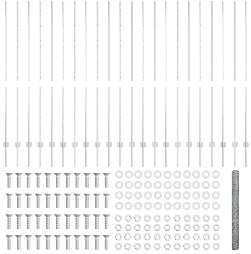Posts de Cerca vidaXL 22 pcs Canal U 150 cm Aço Galvanizado