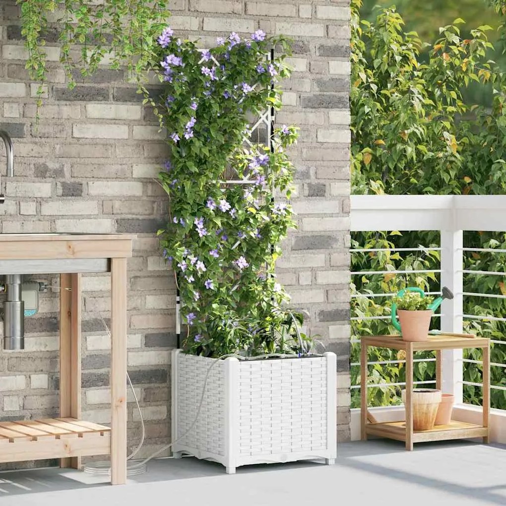 vidaXL Jardineiras brancas com sistema de irrigação