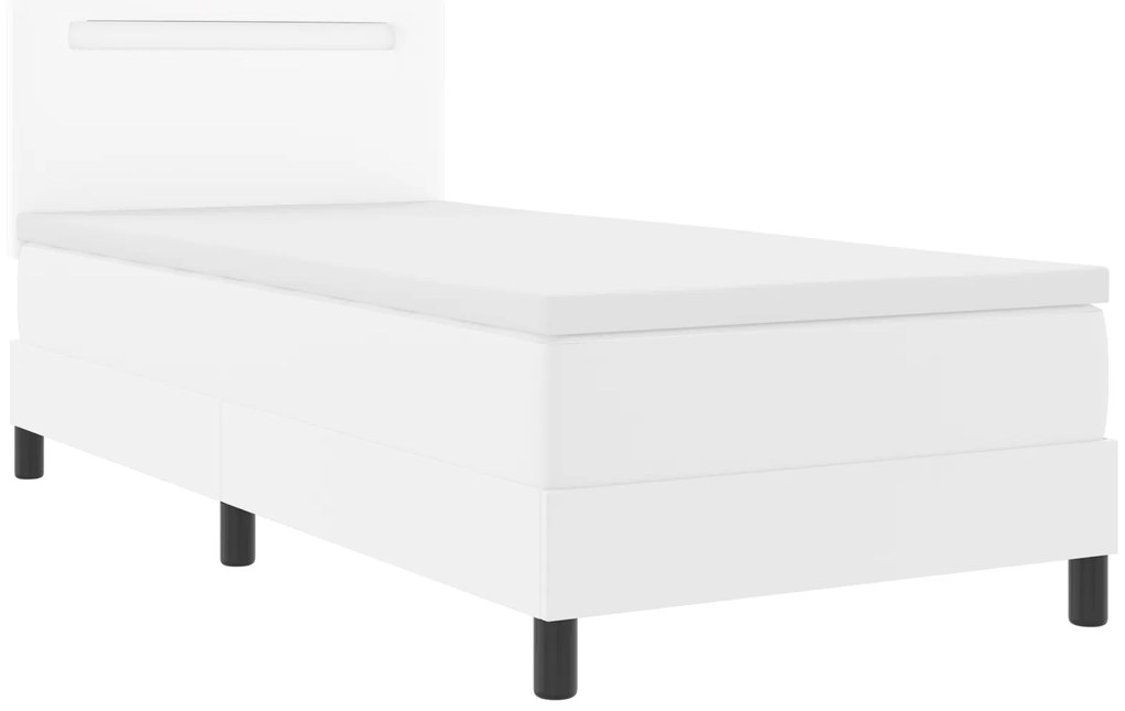 Cama Box Spring vidaXL com colchão Branca Solteiro Couro Sintético