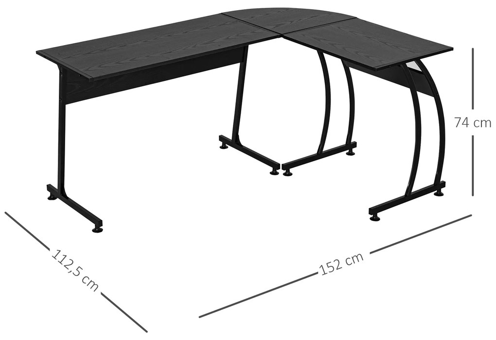 HOMCOM Secretária em Forma de L Secretária com Grande Espaço de Arruma