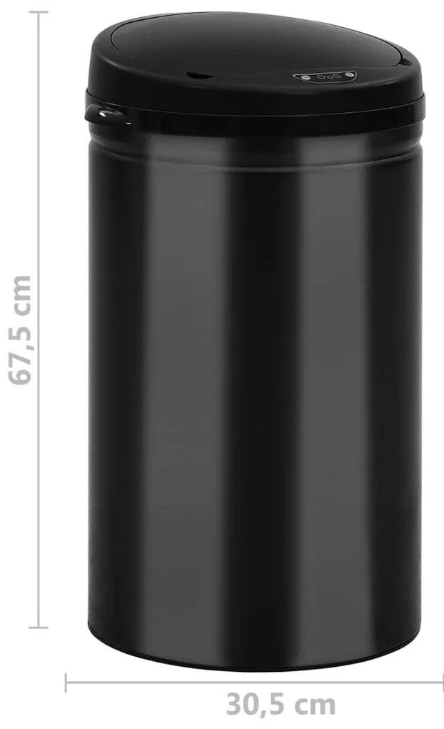 Caixote do lixo com sensor automático 40 L aço carbono preto