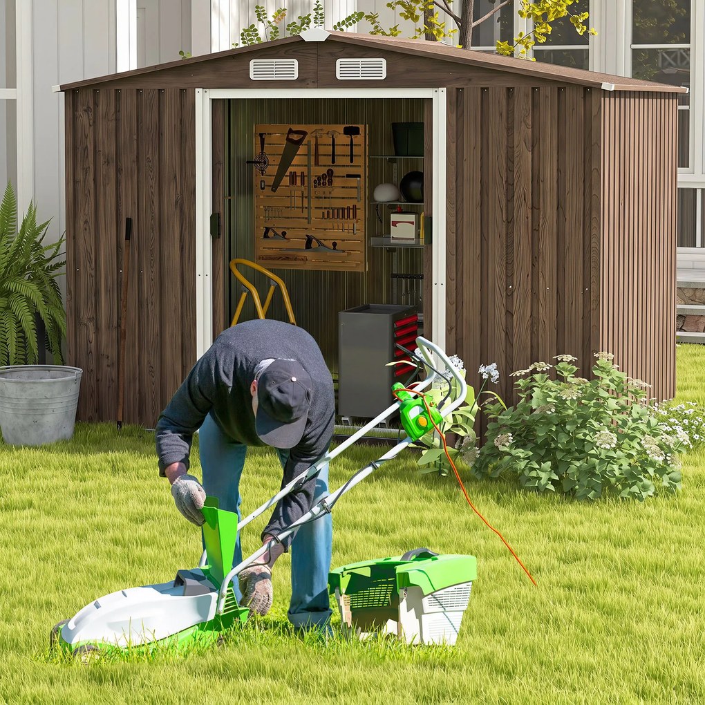 Abrigo de Armazenamento para Jardim, 259 x 196 x 184 cm, Capacidade de 7 m³, Castanho