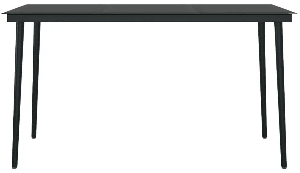 Mesa de jantar para jardim 140x70x74 cm aço e vidro preto