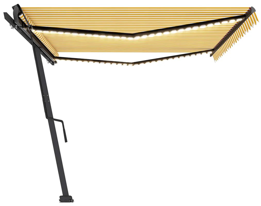 Toldo retrátil manual com LED 500x350 cm amarelo e branco