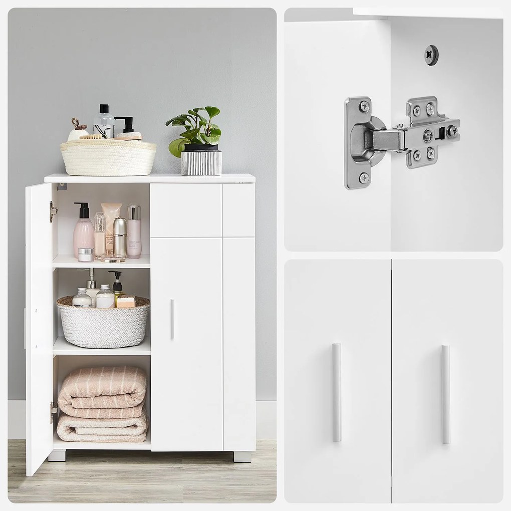 Armário de casa de banho com prateleiras reguláveis 60 x 30 x 82 cm Branco