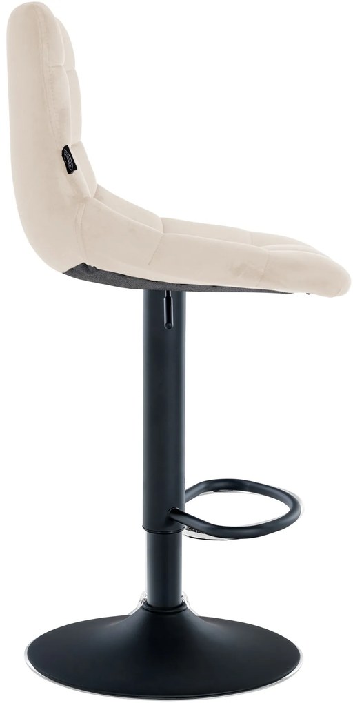 Conjunto de 2 bancos de bar Jerry em veludo com estrutura preta 87-108,5 x 43 x 46,5 cm Creme
