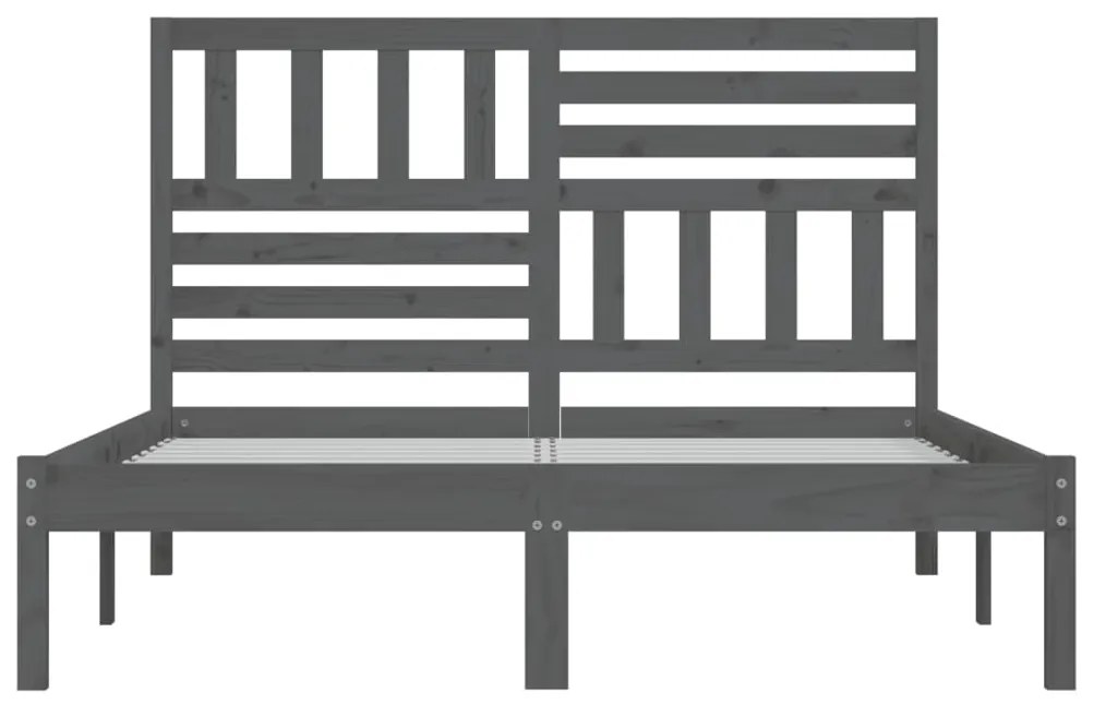 Estrutura de cama de casal 135x190 cm pinho maciço cinzento