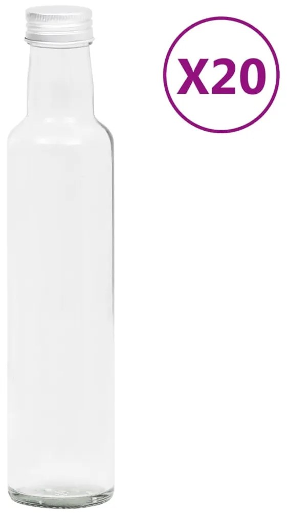 vidaXL Garrafas de vidro pequenas com tampa de rosca 20 pcs 260 ml