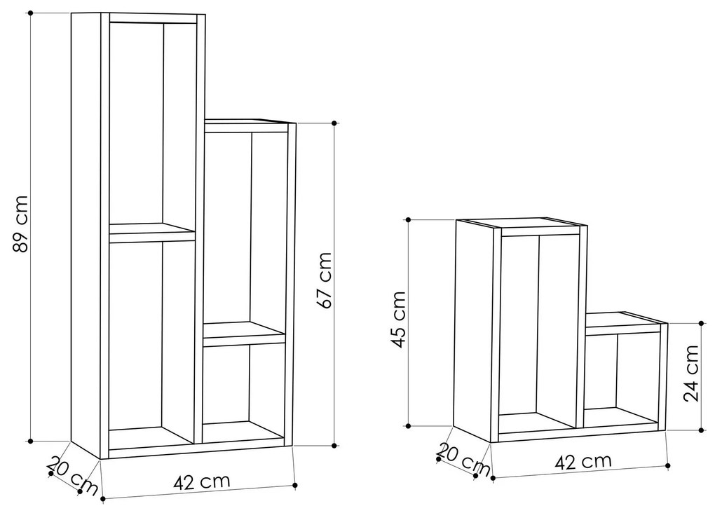 Estante Sule – Branco – 42x89x20 cm e 42x45x20 cm