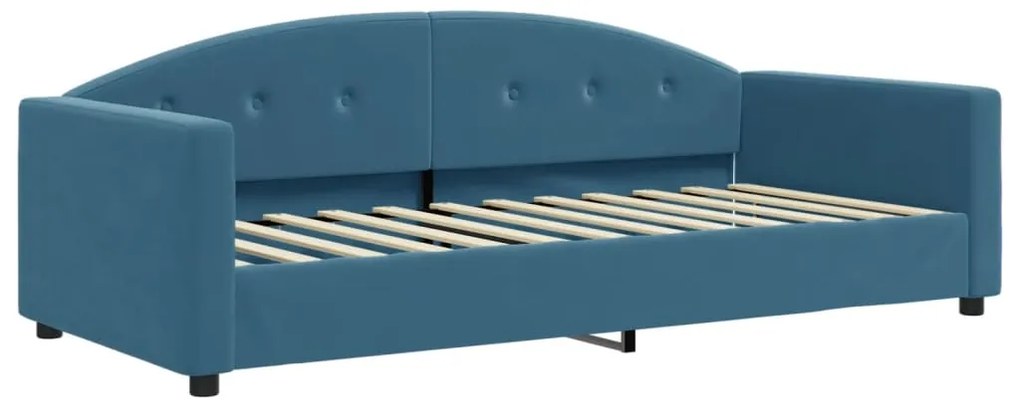 Sofá-cama com gavetão 90x200 cm veludo azul