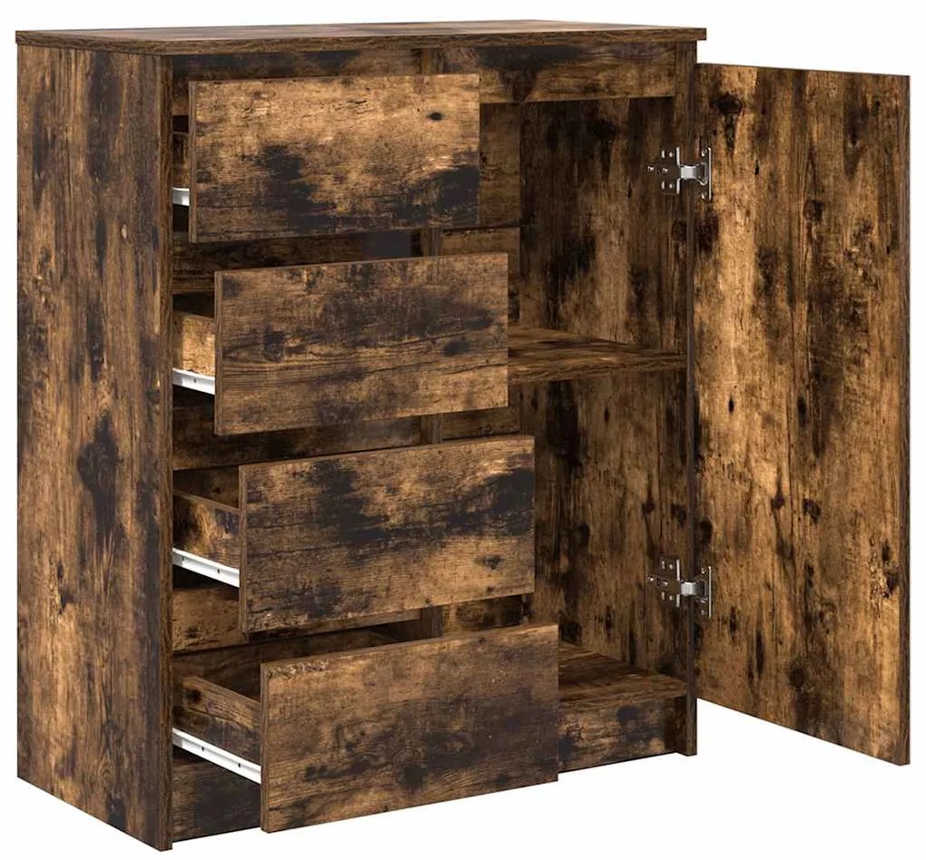 Aparador com gavetas derivados de madeira carvalho fumado