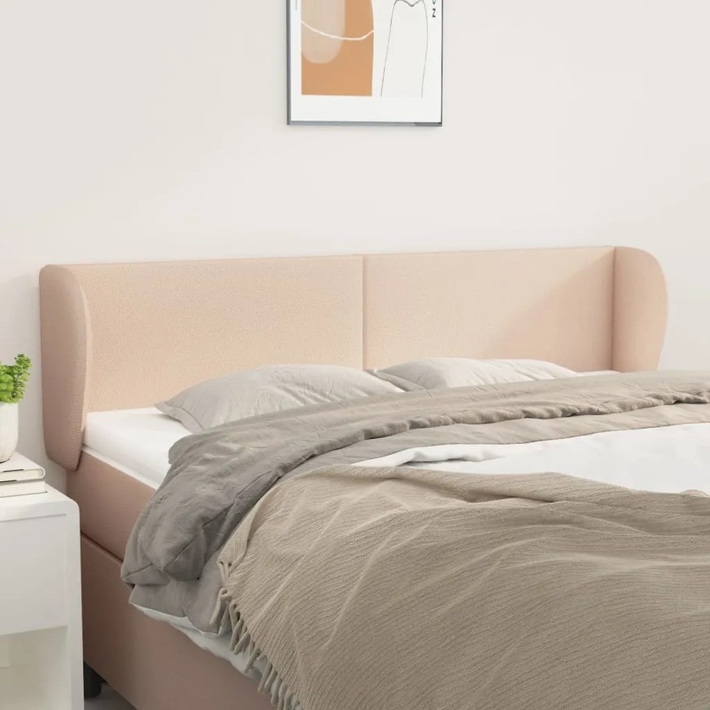Cabeceira cama abas couro artificial 147x23x78/88 cm cappuccino