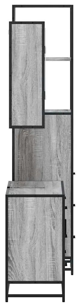 3 pcs Conjunto móveis casa de banho madeira proc. cinza sonoma