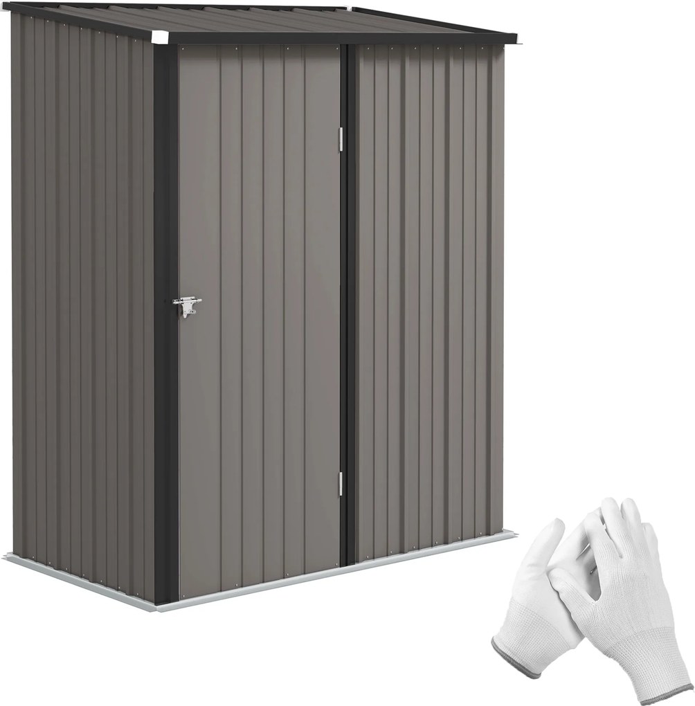 Outsunny Caseta de jardim abrigo para ferramentas, porta trancável, resistente ao tempo, 161,5 cm x 94,5 cm x 196 cm, Preto | Aosom Portugal