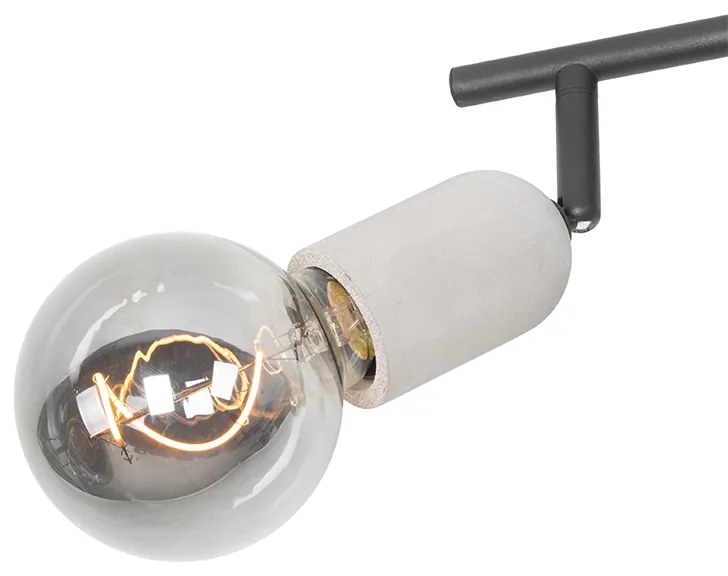 Foco industrial preto com betão 2 luzes - Pedra