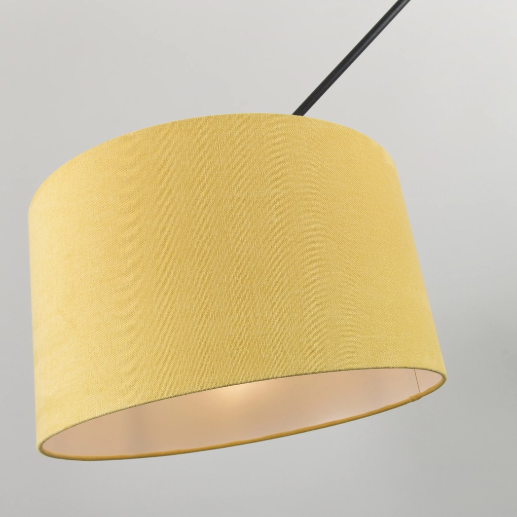 Candeeiro de suspensão preto com abajur 35 cm amarelo ajustável - Blitz I Moderno
