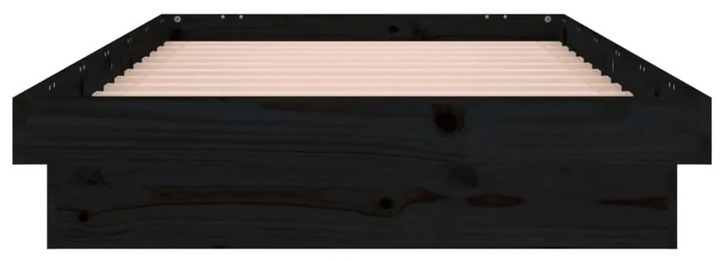 Estrutura de cama c/ LED solteiro 90x190cm madeira maciça preto