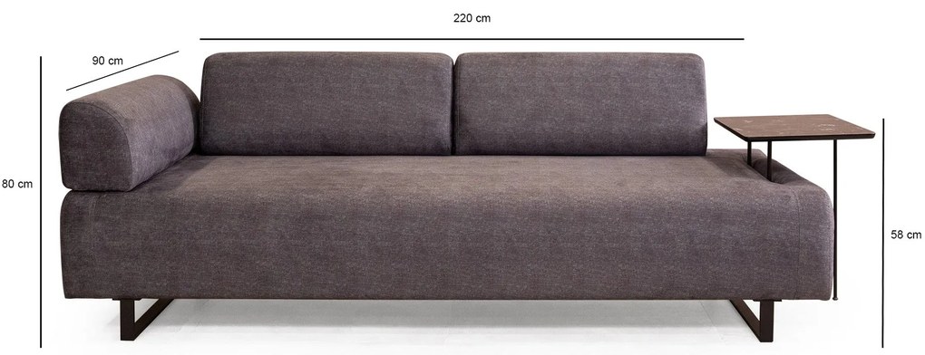 **** Sofá-cama 3 lugares Infinity – Antracite – 220x90x80 cm
**
