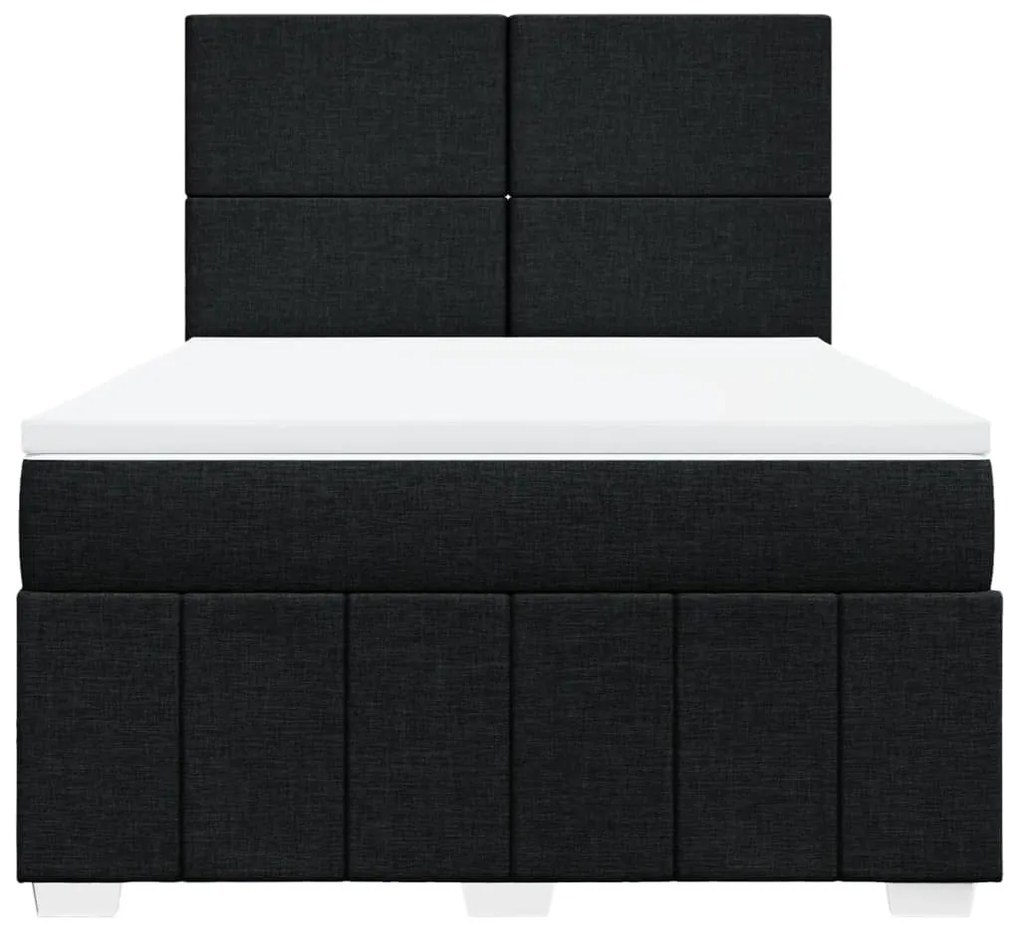 Cama com molas/colchão 140x190 cm tecido preto