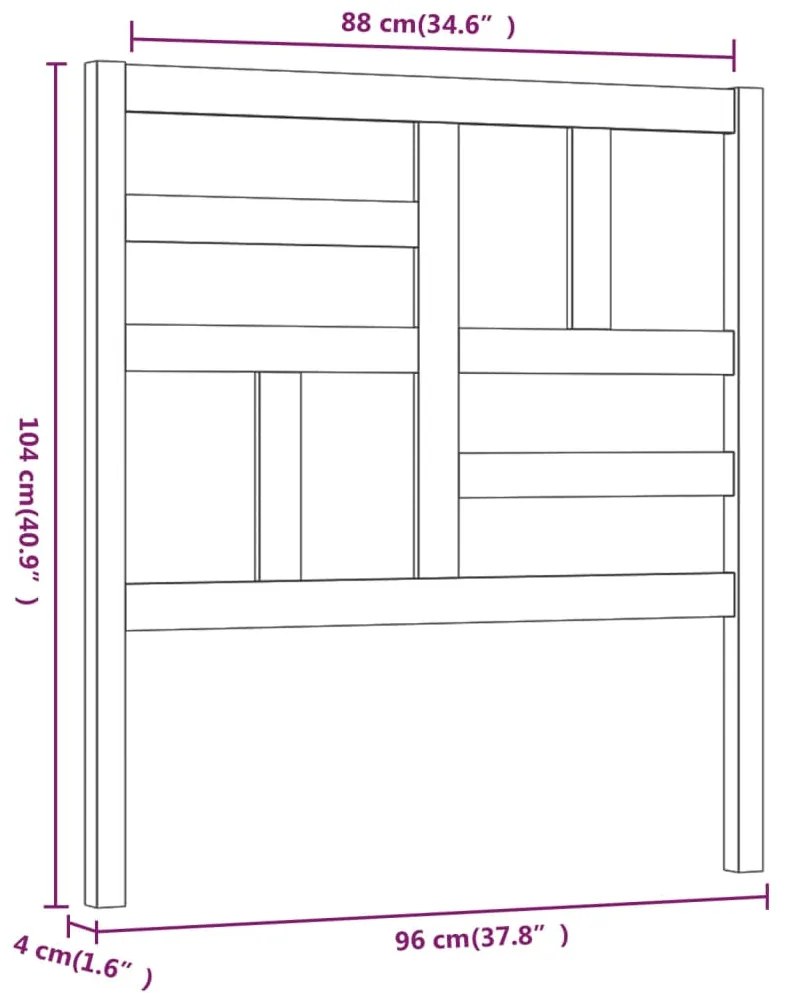 Cabeceira de cama 96x4x104 cm pinho maciço cinzento