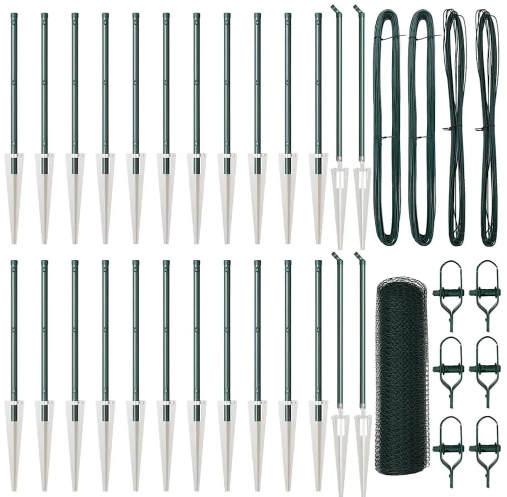 Cerca Hexagonal vidaXL Verde 1x50 m Aço