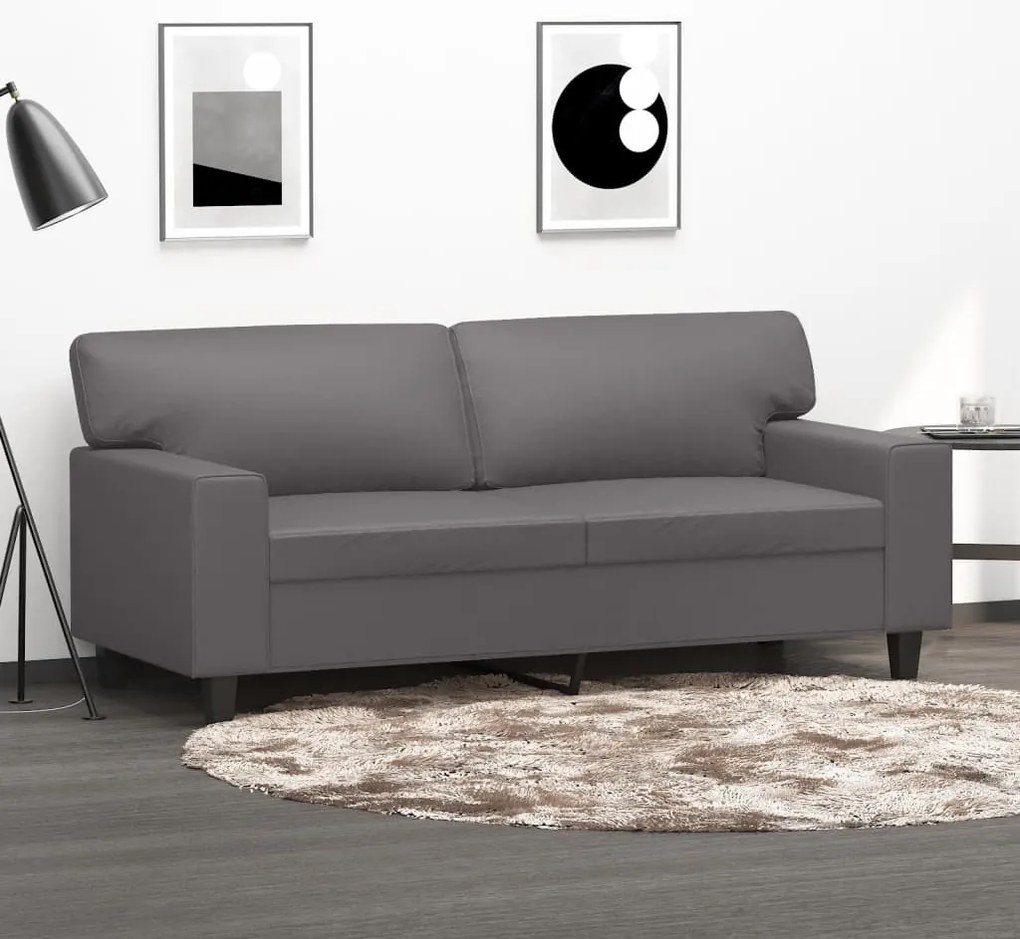 Sofá de 2 lugares 140 cm couro artificial cinza