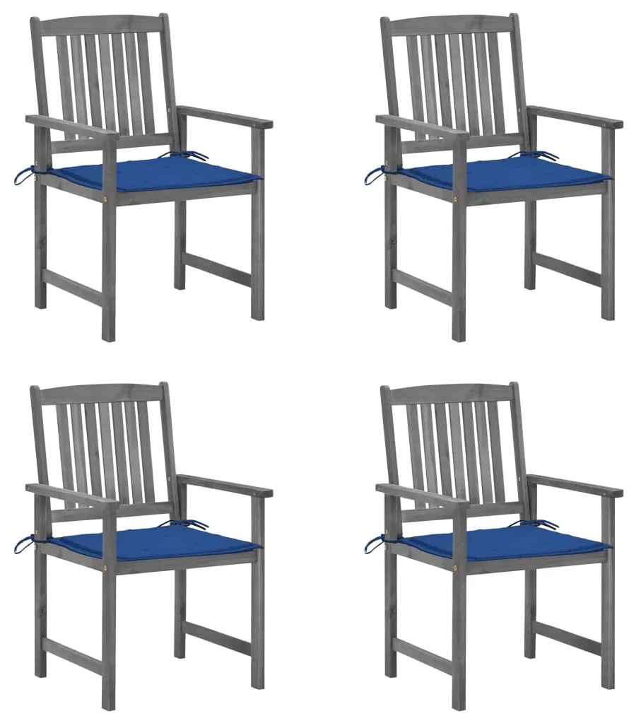 Cadeiras de jardim com almofadões 4 pcs acácia maciça cinza