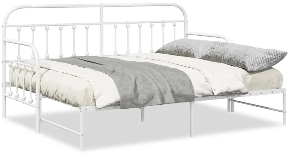 Estrutura de Daybed vidaXL com Cama de Rodízio Branca 75x190 cm Aço