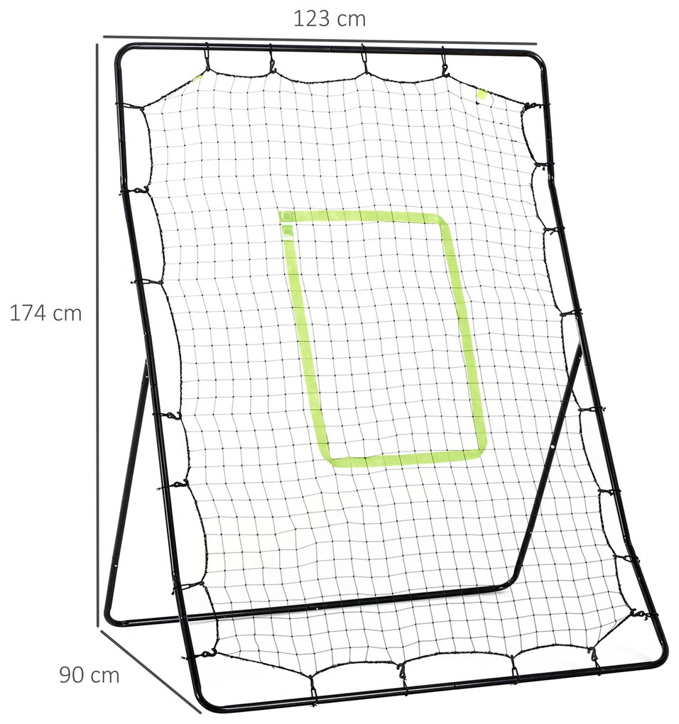 Rede de Beisebol Rede para Prática de Beisebol e Softbol com Estrutura Metálica e Ganchos 123x90x174 cm Preto