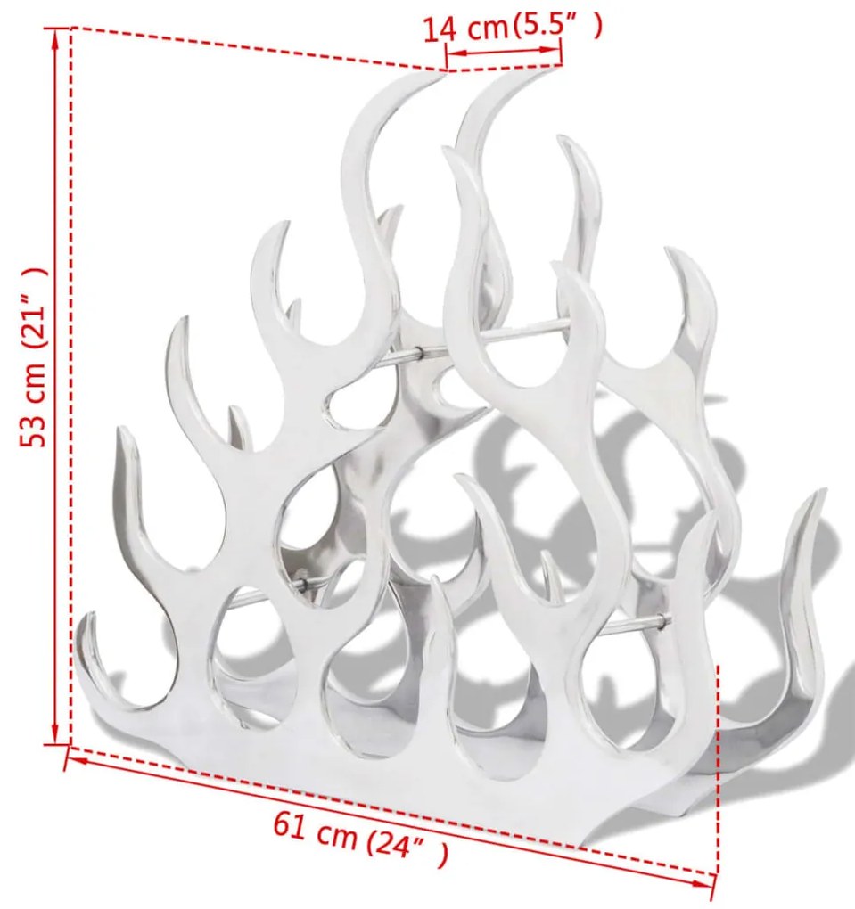 Suporte/cremalheira do vinho de alumínio para 11 garrafas, prateado