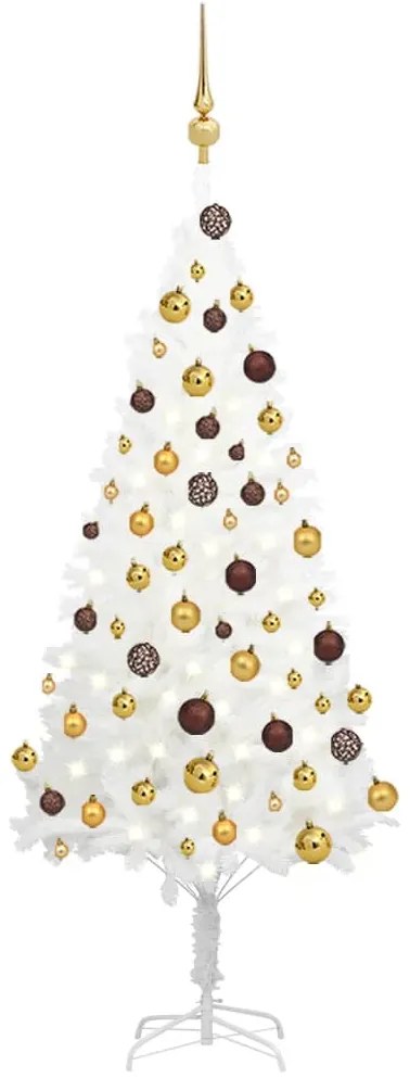 vidaXL Árvore Natal artificial pré-iluminada c/ bolas branco