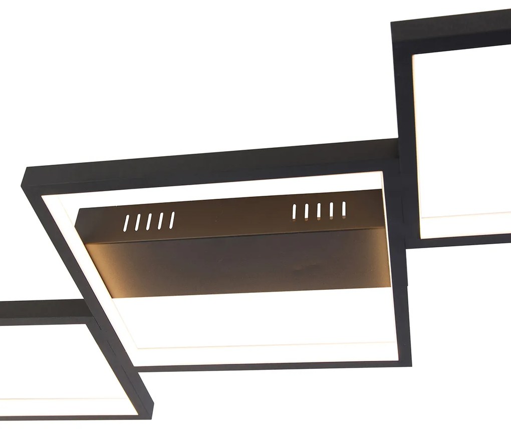 Candeeiro de teto preto com LED regulável em 3 níveis 5 luzes - Lejo Design