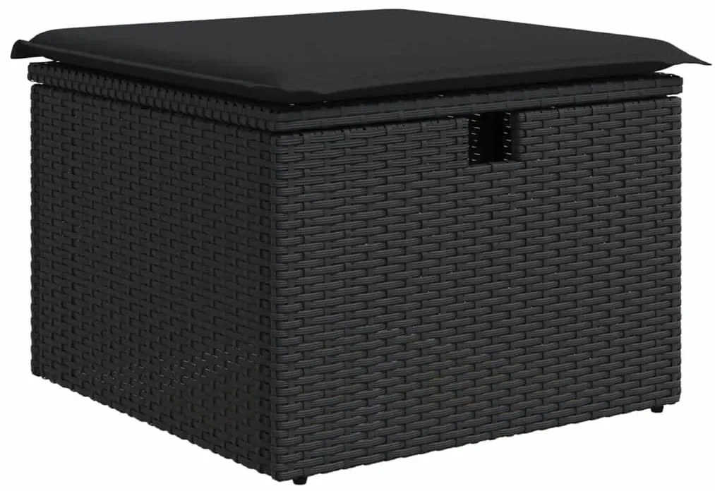 7 pcs conjunto de sofás p/ jardim c/ almofadões vime PE preto
