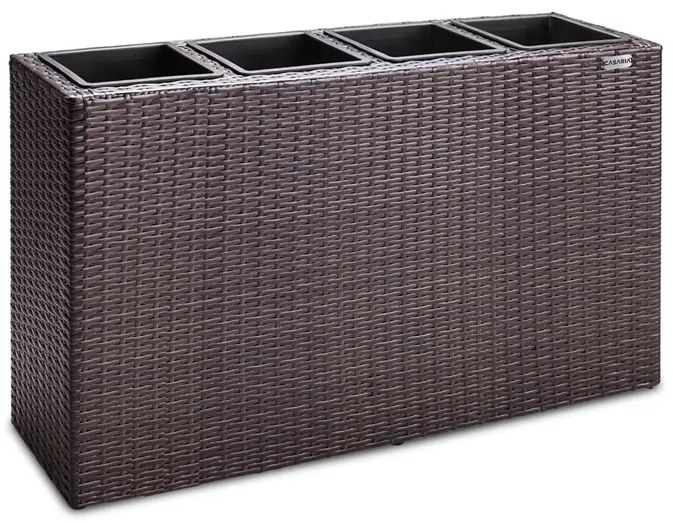 Vaso jardim de flores Polyrattan 95x27x60cm Castanho