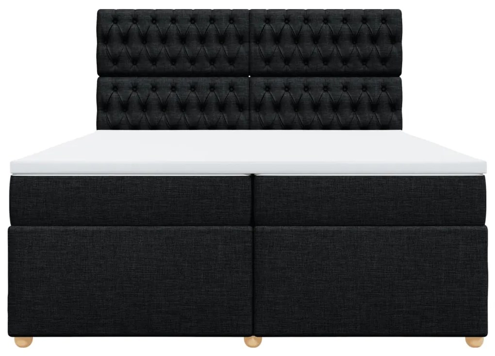 Cama com molas/colchão 200x200 cm tecido preto