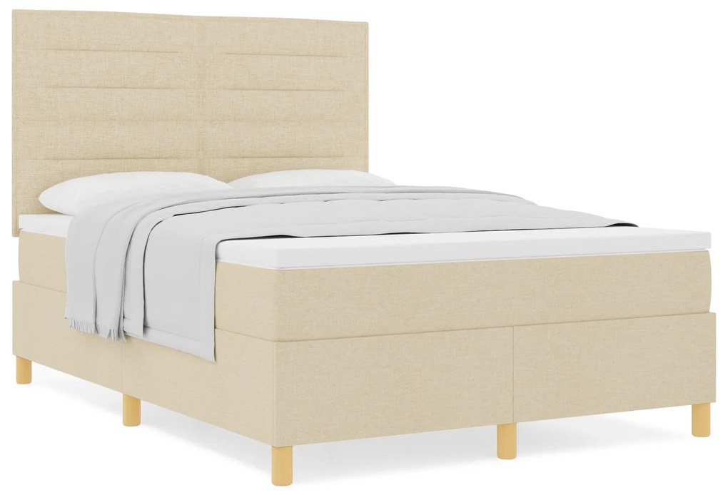 Cama Box Spring com Colchão Creme 160x200 cm Tecido