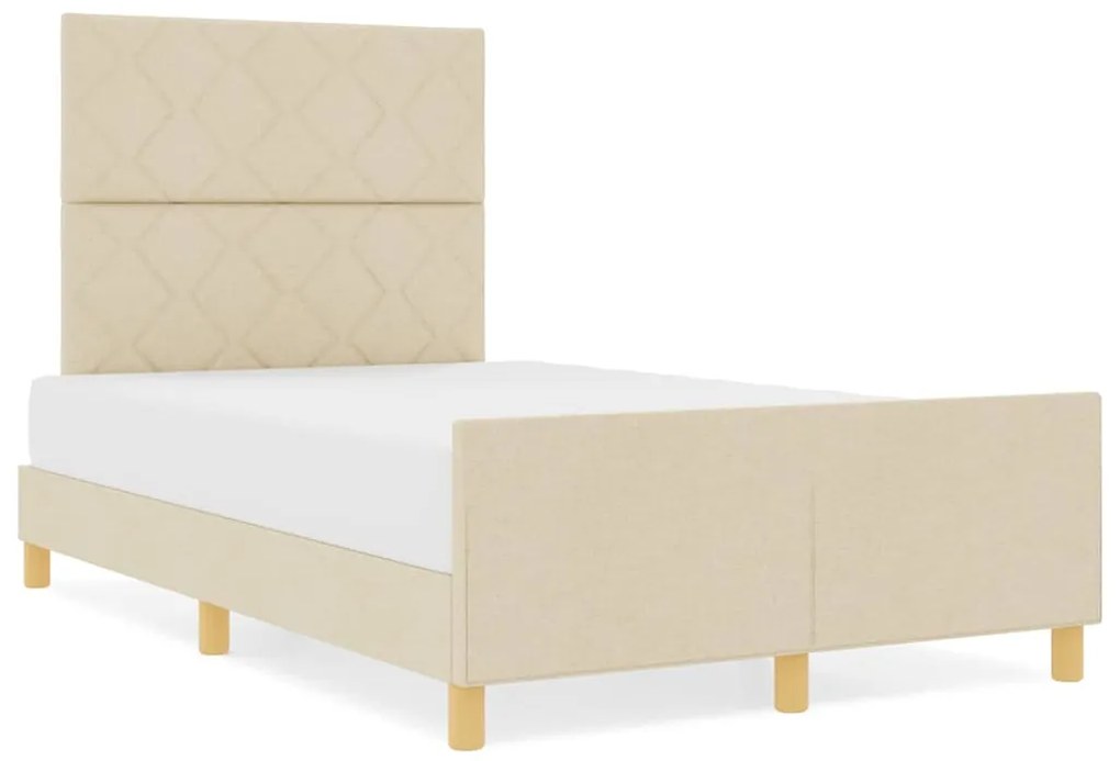 Cama vidaXL em Creme - 120x190 cm, Tecido